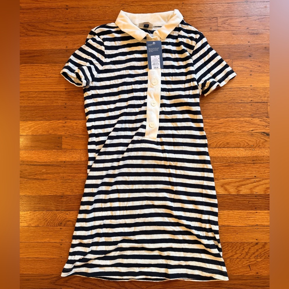 Universal Thread Black and White Striped Polo Midi Dress